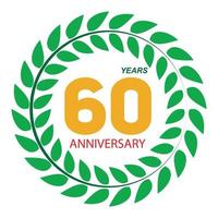 sjabloon logo 60 verjaardag in lauwerkrans vectorillustratie vector