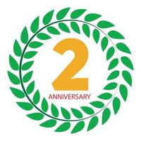 sjabloon logo 2 verjaardag in lauwerkrans vectorillustratie vector