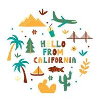 VS collectie. hallo uit Californië thema. staat symbolen vector