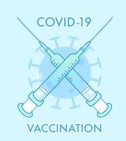 covid-19 illustratie van dromerige blauwe gekruiste spuiten, coronavirusvaccinatie. vector eps 10