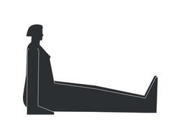 vector geïsoleerd illustratie met vlak zwart silhouet van vrouw persoon aan het doen finesse. atletisch vrouw leert yoga houding - personeel houding. sportief oefening - dandasana