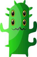 vierogig groen monster met doornen illustratie vector Aan wit achtergrondafdruk