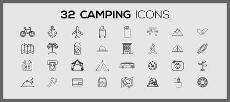 camping pictogrammen set. illustratie tekening stijl van camping pictogrammen collectie.camping pictogrammen verzameling. vector