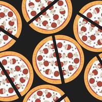 heerlijk paparoni pizza naadloos patroon, mooi zo voor voedsel omhulsel of behang vector