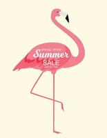 zomer verkoop concept met kleurrijke cartoon roze flamingo achtergrond. vector illustratie