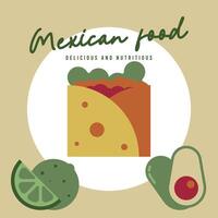 vlak Mexicaans voedsel illustratie achtergrond met voedsel pictogrammen vector