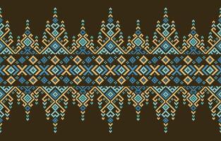 kruis steek patroon van meetkundig vormen bruin achtergrond. Aan ontwerp voor kruis steek, etnisch, stof, patroon, borduurmotief, motief, kruis,steek,retro,pixel,handwerk,abstract,batik,zigzag. vector