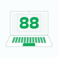 laptop icoon met aantal 88 vector