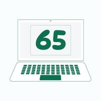 laptop icoon met aantal 65 vector