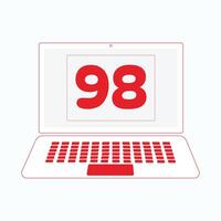 laptop icoon met aantal 98 vector