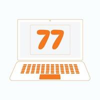 laptop icoon met aantal 77 vector