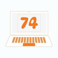 laptop icoon met aantal 74 vector