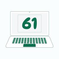 laptop icoon met aantal 61 vector