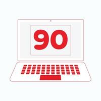 laptop icoon met aantal 90 vector