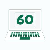 laptop icoon met aantal 60 vector