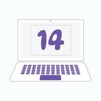 laptop icoon met aantal 14 vector