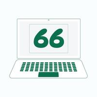laptop icoon met aantal 66 vector
