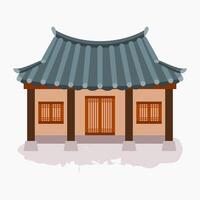 bewerkbare vector illustratie van voorkant visie traditioneel Hanok Koreaans huis gebouw voor artwork element van oosters geschiedenis en cultuur verwant ontwerp