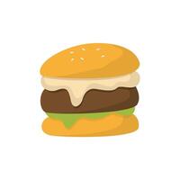 hamburger logo, snel voedsel ontwerp, brood en vlees vector illustratie symbool sjabloon