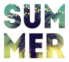 zomer nacht strand poster. tropische natuurlijke achtergrond met palm. decor voor stof, textiel, kleding vectorillustratie