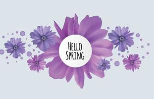 hallo lente banner groeten ontwerp achtergrond met kleurrijke bloem elementen. vector illustratie