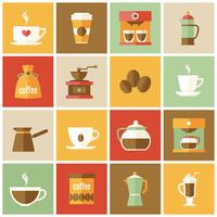 Koffie pictogrammen platte Set vector