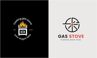 gas- brander icoon, keuken gas- fornuis, Koken instructies glyph icoon, oven lijn icoon, brand gas- fornuis icoon logo ontwerp ronde cirkel symbool brand vlam logo ontwerp ideeën vector