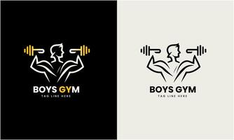 creatief Sportschool, geschiktheid bodybuilding, logo icoon steekproef, sport Mens concept illustratie sjabloon vector