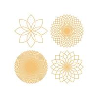 reeks van gemakkelijk elegant eenvoudig meetkundig goud bloemblad rozet grafisch vorm elementen ontwerp vector