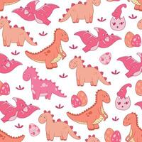 roze dinosaurussen kinderkamer naadloos patroon met schattig doodles voor behang, textiel afdrukken, omhulsel papier, stationair, scrapbooken, enz. eps 10 vector