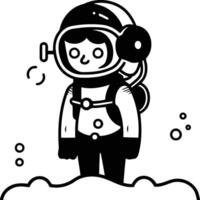 schattig tekenfilm astronaut in ruimte pak en helm. vector