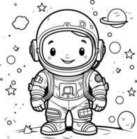 kleur boek voor kinderen astronaut in ruimtepak. vector