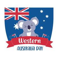 western Australië dag spandoek. vlag van Australië en koala.western Australië poster, eerste maandag van juni. openbaar vakantie in western Australië vector