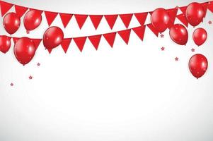glanzende rode ballonnen en flaf achtergrond vectorillustratie vector