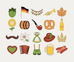 Duitse cultureel oktoberfeest pictogrammen vector