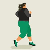 overgewicht vrouw loopt. vector