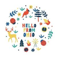 VS collectie. hallo uit ohio thema. staat symbolen vector