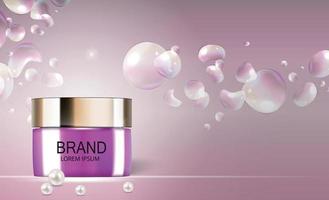 ontwerp cosmetica productsjabloon voor advertenties of tijdschriftachtergrond. 3D-realistische vectorillustratie vector