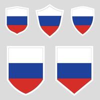 reeks van Rusland vlag in schild vorm kader vector