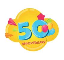 schattige cartoon sjabloon logo 50 jaar verjaardag vectorillustratie vector