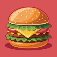 hamburger met kaas illustratie voor watertanden ontwerpen vector