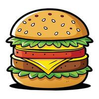 hamburger met kaas illustratie voor watertanden ontwerpen vector