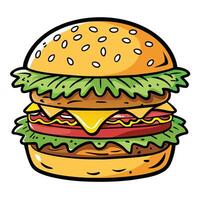 hamburger met kaas illustratie voor watertanden ontwerpen vector