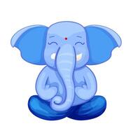 ganesha god schattig karakter lotus houding, meditatie in tekenfilm stijl geïsoleerd Aan wit achtergrond. idool, geestelijk standbeeld. vector