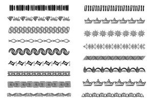 reeks aztec tribal motief grens in tekening hand- getrokken stijl van meetkundig vormen geïsoleerd Aan wit achtergrond. boho Scandinavisch oke, traditioneel inheems decor. vector