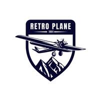 wijnoogst retro luchtvaart logo vliegtuig vliegmaatschappij insigne vector
