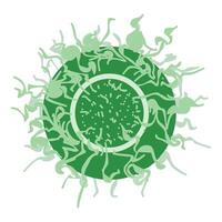gestileerde illustratie van een groen virus met gedetailleerd stekels en kern patroon vector