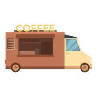 grafisch van een knus koffie vrachtauto met een levendig uithangbord, geparkeerd en klaar naar dienen vector