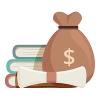 geld zak met boeken en diploma illustratie vector