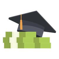 diploma uitreiking pet en stack van geld illustratie vector